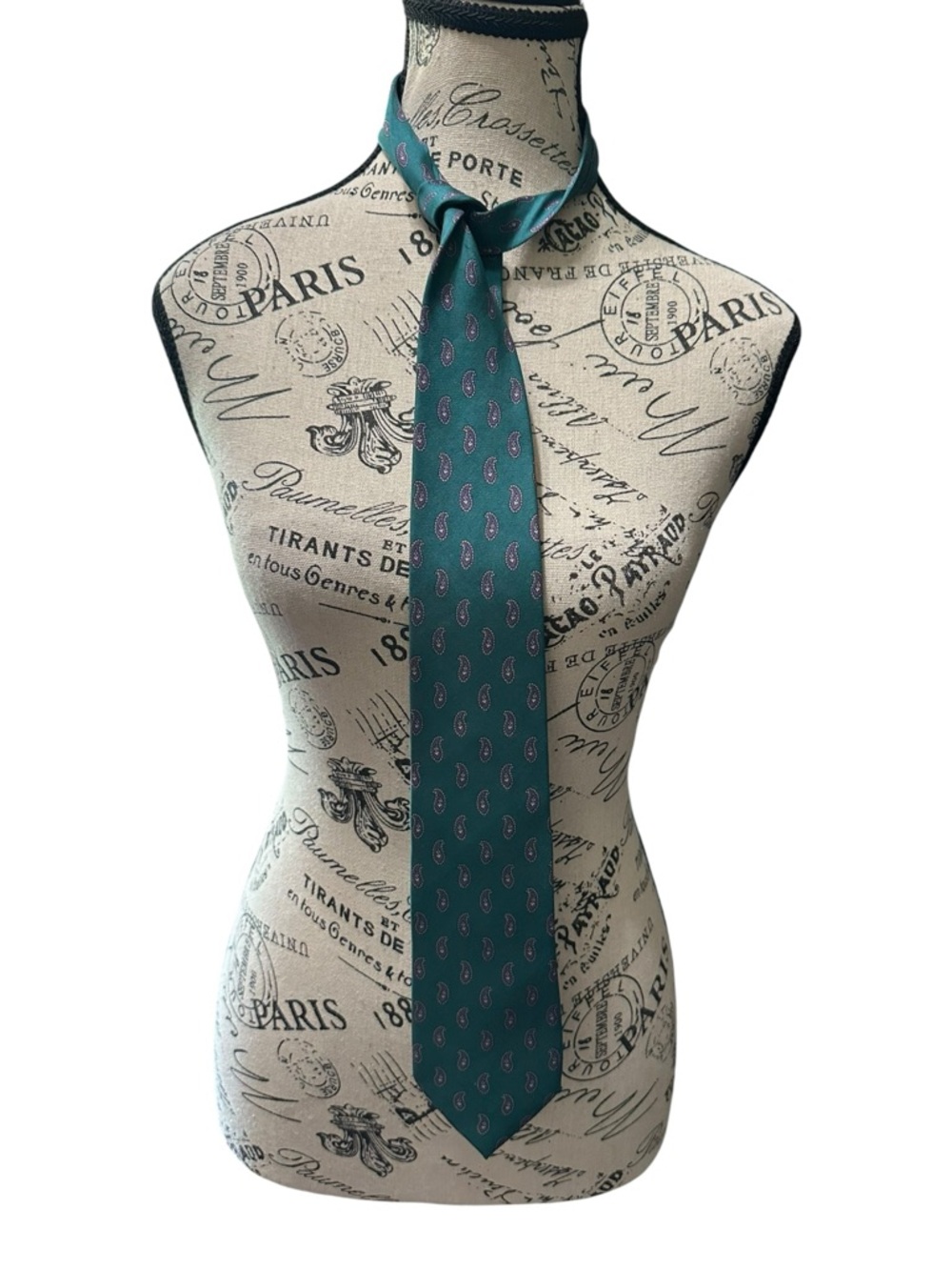 Horchow Teal Paisley Silk Tie